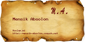 Mensik Absolon névjegykártya